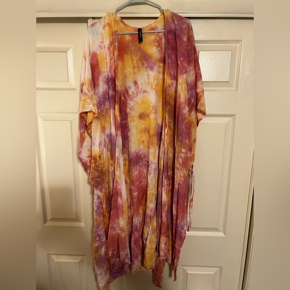 torrid Other - Torrid Pink Tie Dye Longline Ruana Kimono Duster Coverup